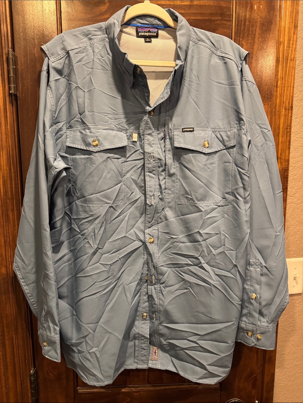 Patagonia Light Blue Long-Sleeve Performance Shirt Jacket
